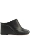 Mm6 Maison Margiela Womens Mm6 Anatomic Slipper Leather Wedge Heel In Black