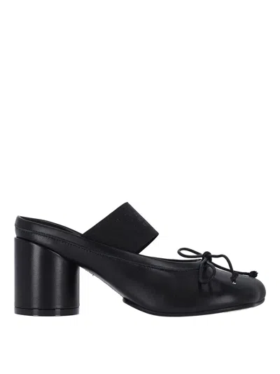 Mm6 Maison Margiela Anatomical Black Goat Leather Sandals With Bow Detail