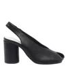 Mm6 Maison Margiela Block Heel Leather Open Toe Sandals In Black