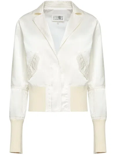 Mm6 Maison Margiela Satin-finish Bomber Jacket In White