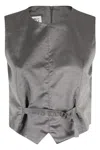 Mm6 Maison Margiela Mm6 By Maison Margiela Satin-finish Grey Gilet With Structured Belt In Gray