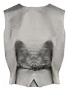 Mm6 Maison Margiela Mm6 By Maison Margiela Sleeveless Structured Jacket With Peplum Hem In Gray