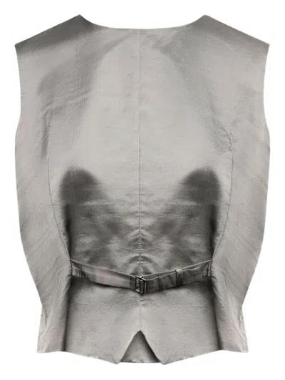 Mm6 Maison Margiela Mm6 By Maison Margiela Satin-finish Grey Gilet With Structured Belt In Gray