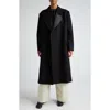 Mm6 Maison Margiela Wool Blend Coat With Satin Lapel In Black