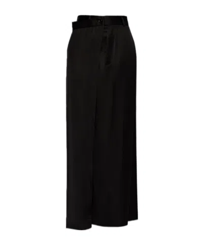 Mm6 Maison Margiela Satin Maxi Skirt In Black