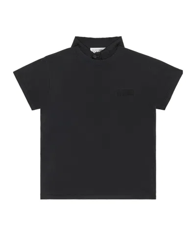 Mm6 Maison Margiela Satin-panel Cotton T-shirt In Black