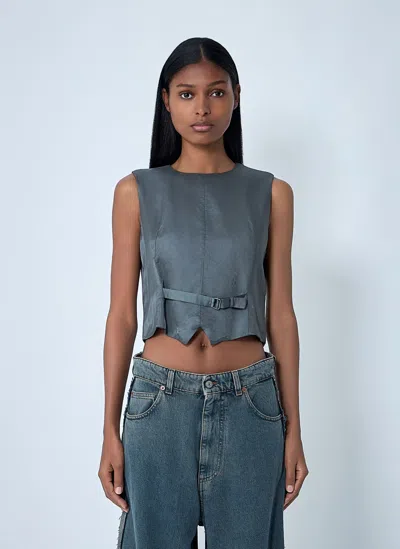 Mm6 Maison Margiela Satin Waistcoat In Gray