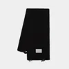 Mm6 Maison Margiela Mm6 By Maison Margiela Textured Ribbed Black Wool Scarf With Fringe In Black