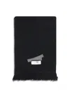 Mm6 Maison Margiela Rectangular Wool Scarf With Iconic Numeric Label In Black