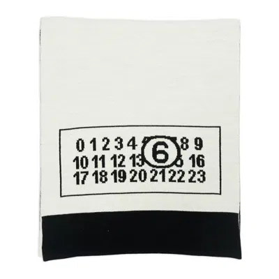 Mm6 Maison Margiela Logo-print Wool-blend Scarf In Black