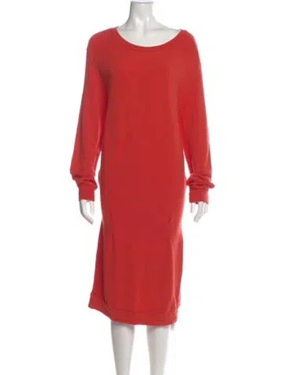 Pre-owned Mm6 Maison Margiela Scoop Neck Midi Length Dress In Red