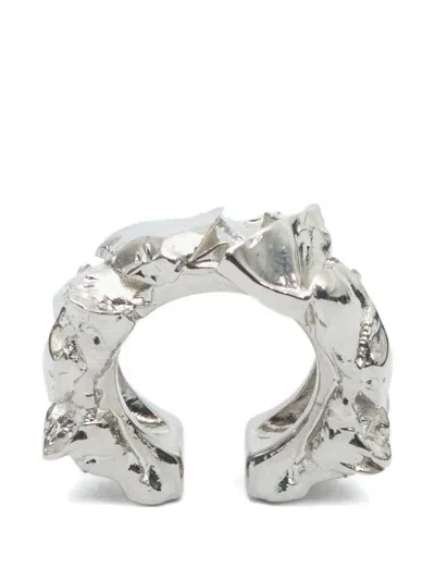 Mm6 Maison Margiela Sculpted Ear Cuff In Metallic