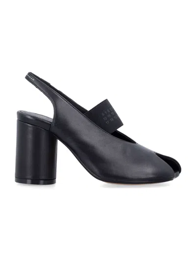 Mm6 Maison Margiela Sculpted Slingback Sandals With Tabi Split Toe And 8 Cm Heel In Black