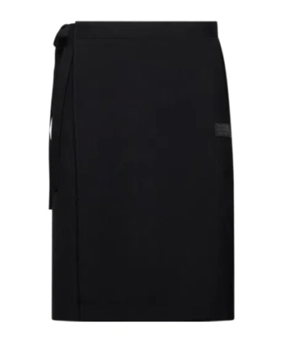 Mm6 Maison Margiela Black Wool Midi Skirt