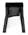 Mm6 Maison Margiela Semi-sheer Asymmetric Top In Black