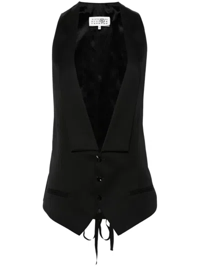 Mm6 Maison Margiela Elongated Belted Waistcoat In Black