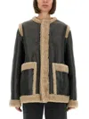 Mm6 Maison Margiela Mm6 By Maison Margiela Textured Black Shearling Jacket With Plush Trim In Black