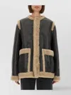 Mm6 Maison Margiela Mm6 By Maison Margiela Textured Black Shearling Jacket With Plush Trim In Black