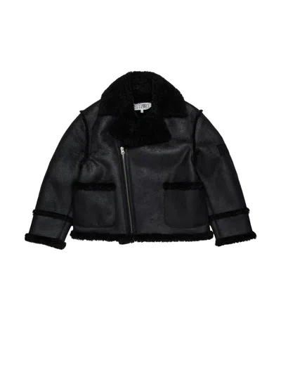 Mm6 Maison Margiela Shearling-type Jacket With Teddy Details In Black