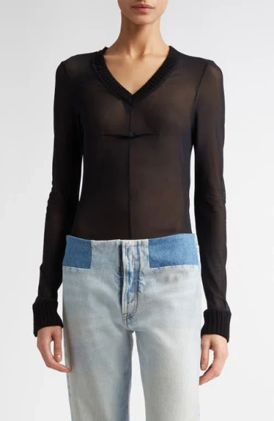 Mm6 Maison Margiela Sheer Mesh Top In Black
