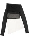 Mm6 Maison Margiela Semi-sheer Asymmetric Top In Black