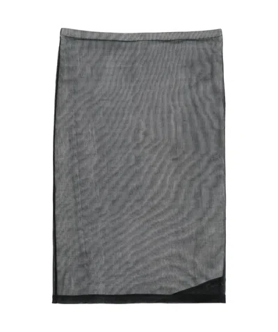 Mm6 Maison Margiela Sheer Ribbed Midi Skirt In Gray