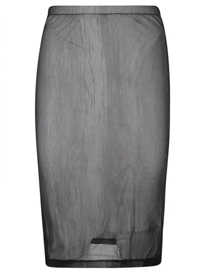 Mm6 Maison Margiela Sheer Ribbed Skirt In Black