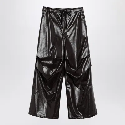 Mm6 Maison Margiela Wide Leg Trousers Shiny Finish In Black