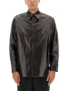 Mm6 Maison Margiela Long Sleeve Shiny Pointed Collar Shirt In Black