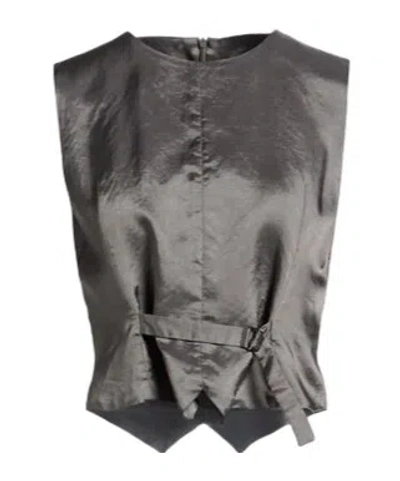 Mm6 Maison Margiela Shiny Sleeveless Waistcoat In Black