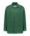 Mm6 Maison Margiela Drop Shoulder Coated-trim Shirt In Green