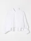 Mm6 Maison Margiela Camicia Cropped In Popeline Con Plissè Sul Retro In White
