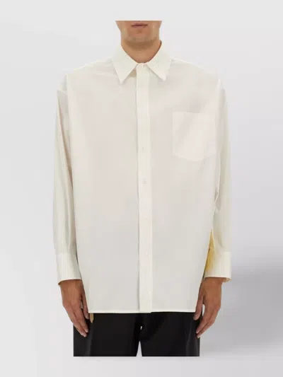 Mm6 Maison Margiela Shirt Pointed Collar Chest Pocket Long Sleeves In Neutral