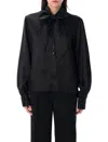 Mm6 Maison Margiela Ribbon Bow Back Satin Top In Black