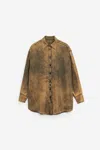 Mm6 Maison Margiela Collared Shirt With Cut Out Detail In Rust Black