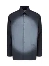 Mm6 Maison Margiela Straight Shirt Collar Long Sleeves Printed Detail In Gray