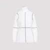 Mm6 Maison Margiela Stand-up Collar Off-white Cotton Shirt With Geometric Stripes In White