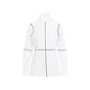 Mm6 Maison Margiela Stand-up Collar Off-white Cotton Shirt With Geometric Stripes In White