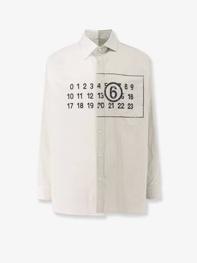 Mm6 Maison Margiela Asymmetric Poplin Shirt In White