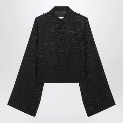 Mm6 Maison Margiela Printed Long Sleeve Shirt Button Cuffs Collar In Blue