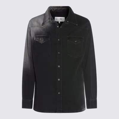 Mm6 Maison Margiela Western Style Denim Shirt Pockets In Black