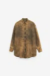Mm6 Maison Margiela Collared Shirt With Cut Out Detail In Brown