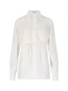 Mm6 Maison Margiela Casual Long Sleeve Pointed Collar Top In White