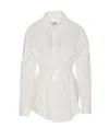 Mm6 Maison Margiela Collared Shirt With Cuffed Sleeves And Elastic Waistband In White
