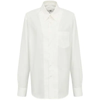 Mm6 Maison Margiela Cut Out Detailed Buttoned Shirt In White