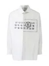 Mm6 Maison Margiela Numeric Signature Print Asymmetric Shirt In White