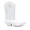 Mm6 Maison Margiela Mm6 By Maison Margiela Pointed Toe Leather Boots With Embroidery And Stacked Cuban Heel