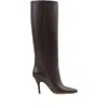Mm6 Maison Margiela Mm6 By Maison Margiela Pointed Toe Knee-high Boot With White Stitch Detail In Black