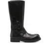 Mm6 Maison Margiela High Shaft Round Toe Stitched Boots In Black
