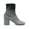 Mm6 Maison Margiela Stylish Block Heel Leather Ankle Boots In Blue